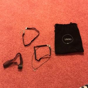 Set of 3 Black Chokers